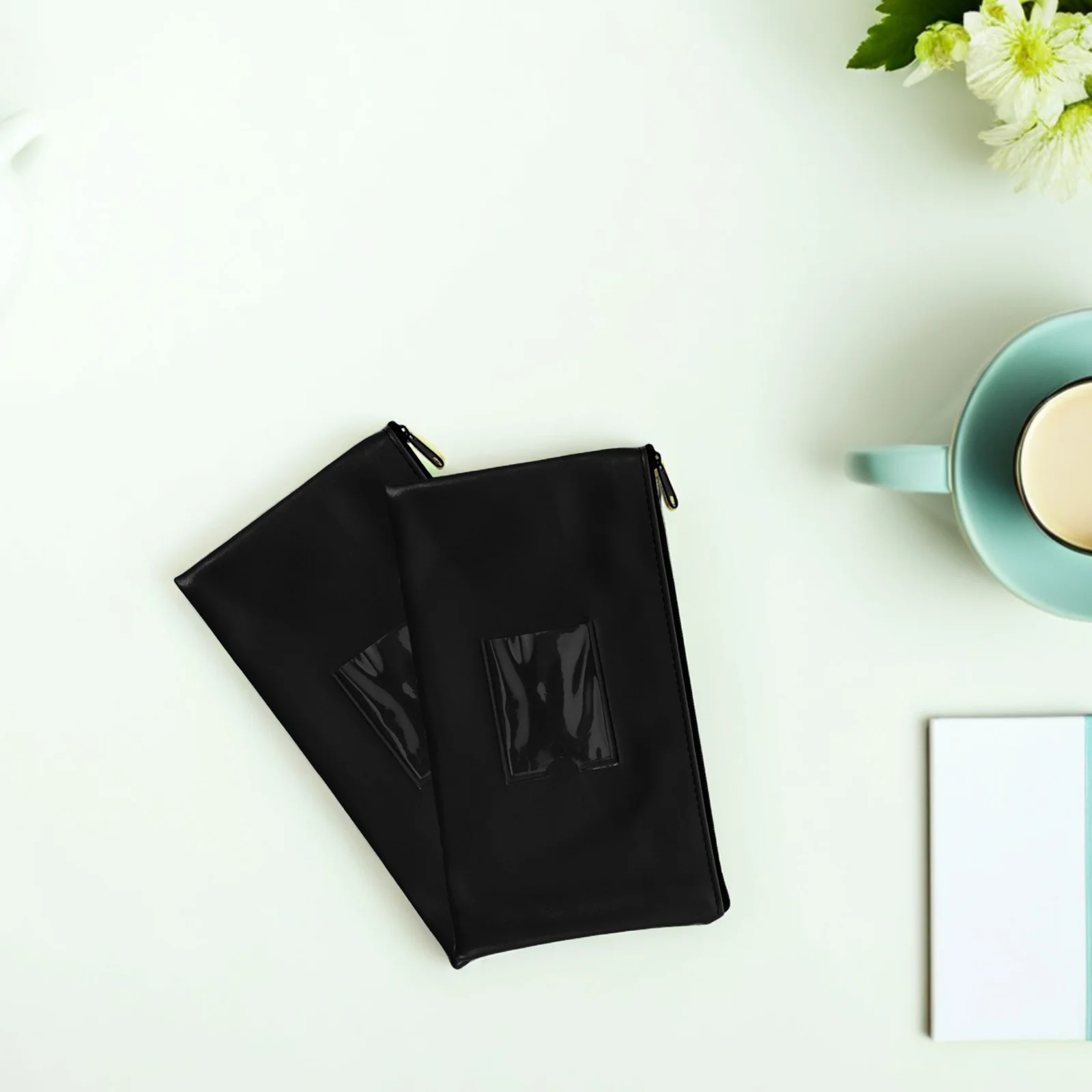 

2Pcs Fake Cash Deposit Bag Zipper Wallet with Clear Window Card Slot for Money Coin Check Organizer Zipper Cash Wallet
