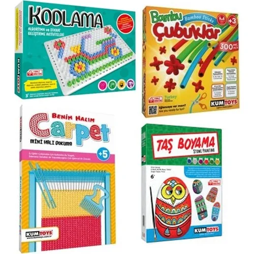 Kumtoys Coding + Bamboo Sticks + Carpet Woven + Stone Painting (4 pcs set)