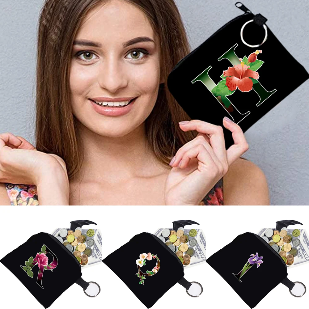 Coin Purse Canvas Mini Multifunctional Portable 26 Letter Print Ladies Purse Small Purse Girls Fashion Harajuku Cosmetic Bags