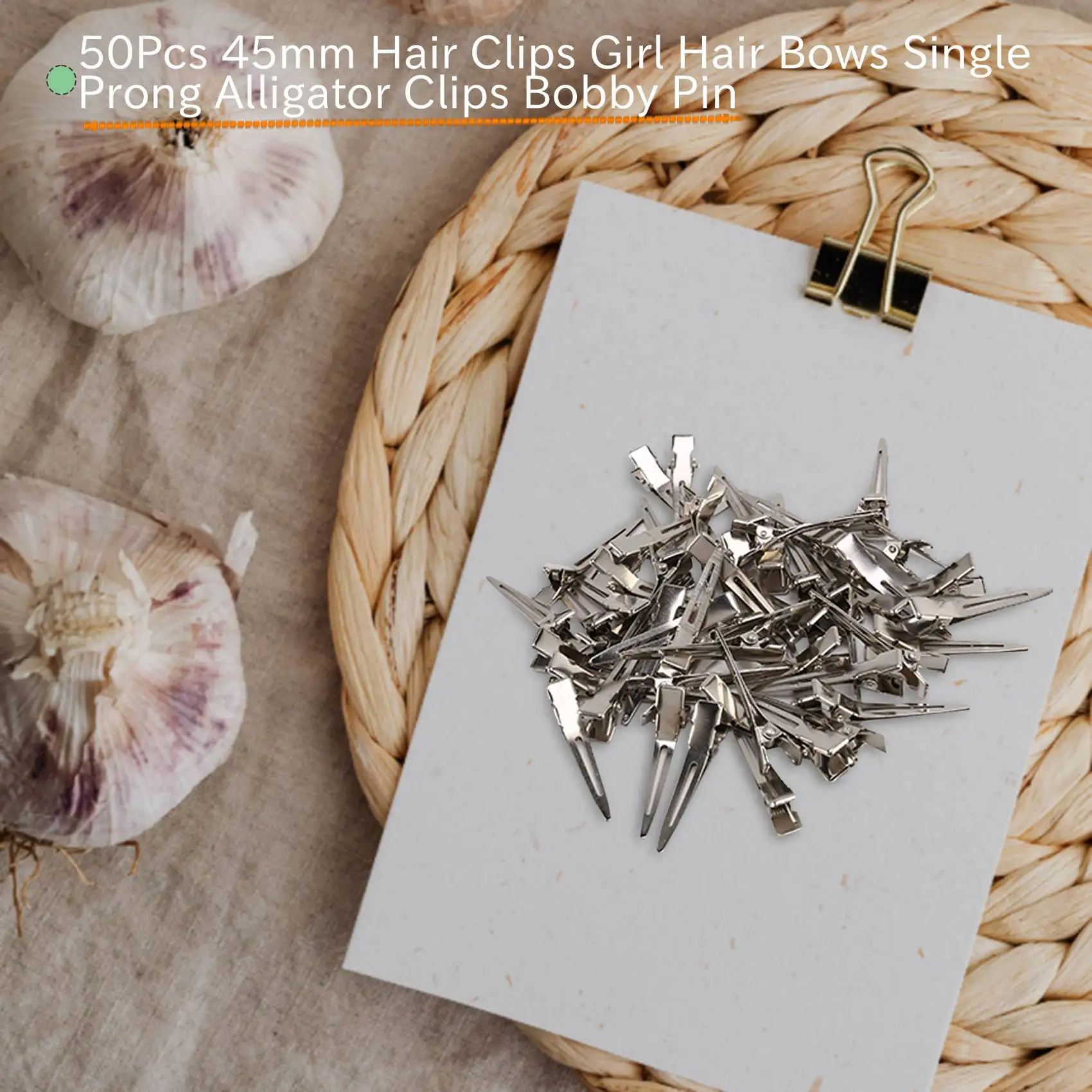 50Pcs 45mm Hair Clips Girl Hair Bows Single Prong Alligator Clips Bobby Pin