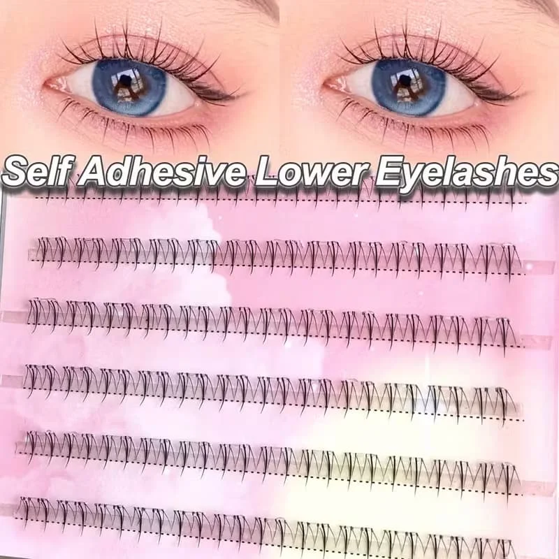 120 Stück selbstklebende kleine Flammen-Wimpern für den unteren Wimpernkranz & 80 Stück kleberfreie Feen-Wimpern für den unteren Wimpernkranz, jeweils 5 mm Länge, für Augen-Make-up – Detail 3
