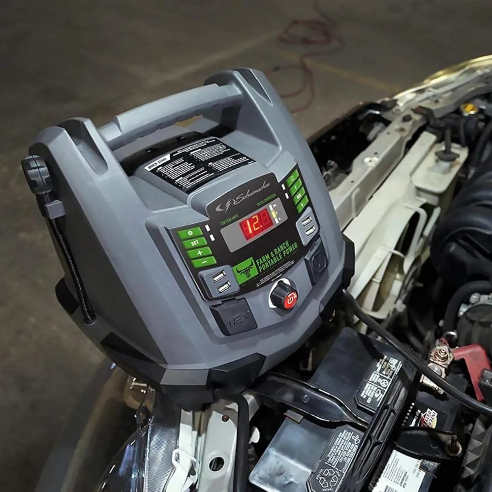 Schumacher Electric 1200A Jump Starter ومحطة طاقة محمولة للمزرعة والمزرعة، حل 5 في 1 لبطاريات 12 فولت