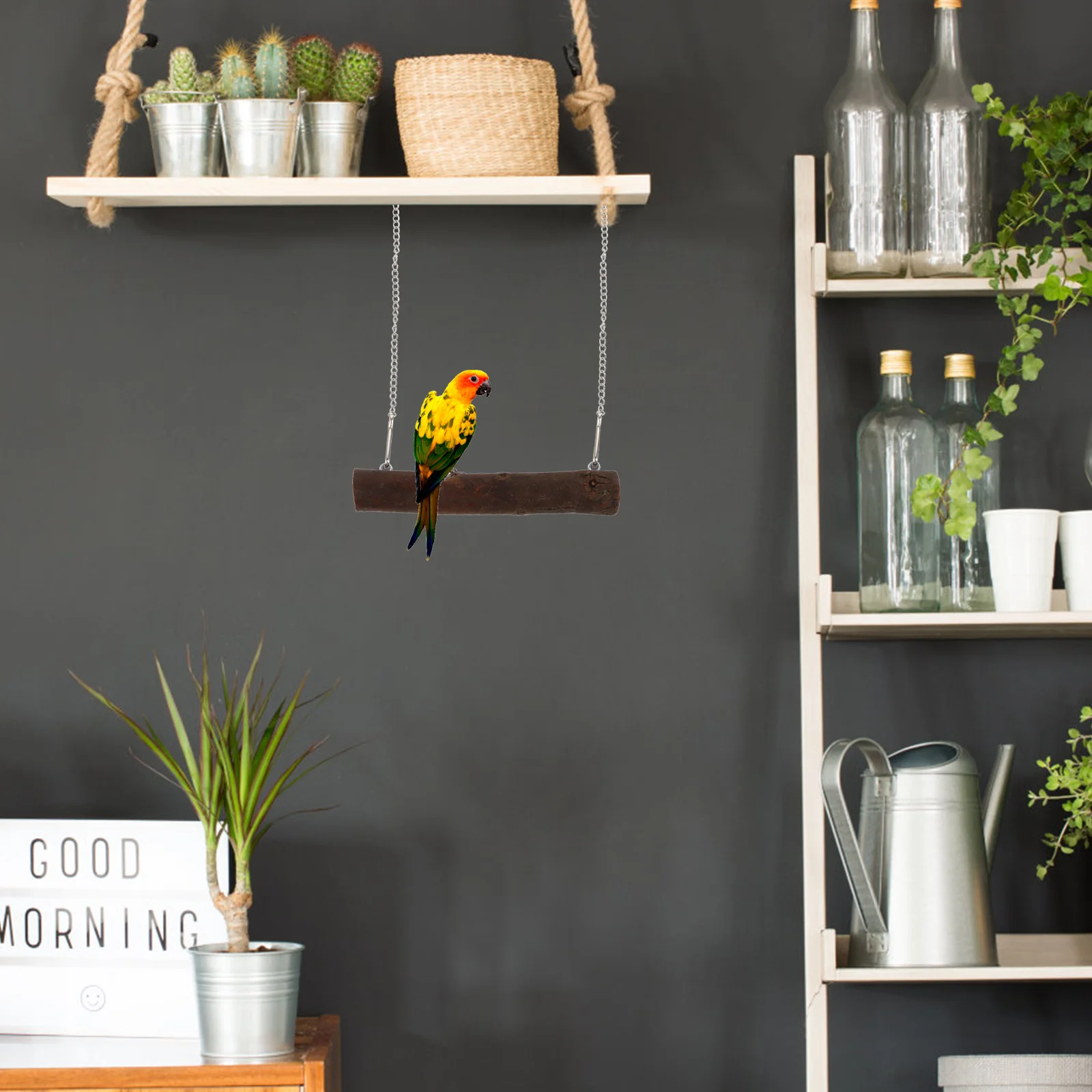 

2Pcs Bird Cage Standing Rods Durable Wooden Parrot Perch Stands Bite Resistant Birds Playing Stand Accessories