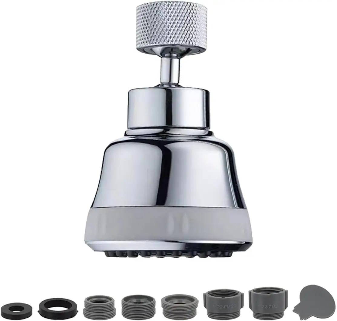 

Kitchen Faucet Sprayer Head with 4 Spray Modes, 360° Swivel Aerator for Sink, Anti-Splash Nozzle Replacement