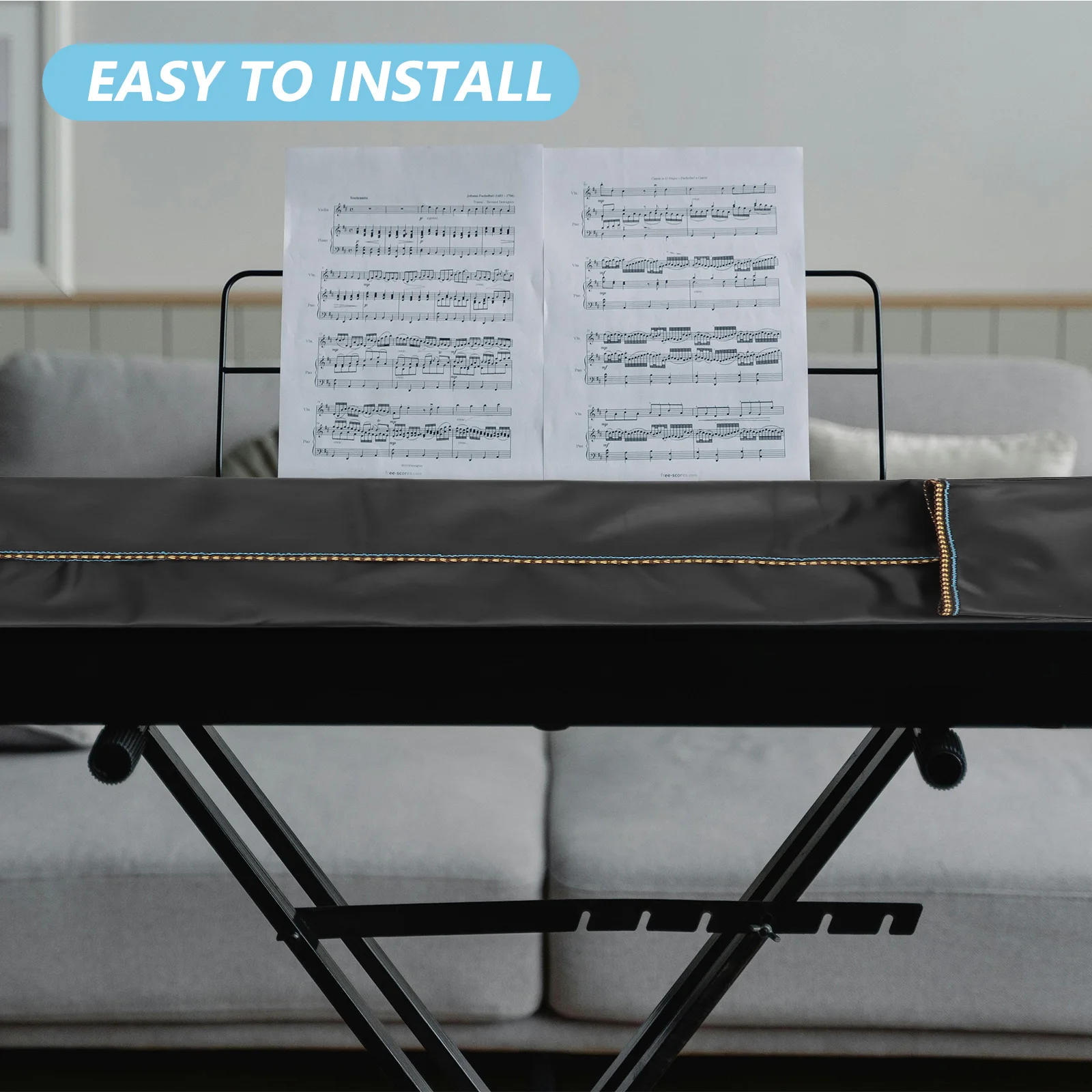 

1Set Piano Keyboard Dust Cover 88 Keys Digital Piano Protective Cover Double Zipper Waterproof Scratch-Resistant Music Stand