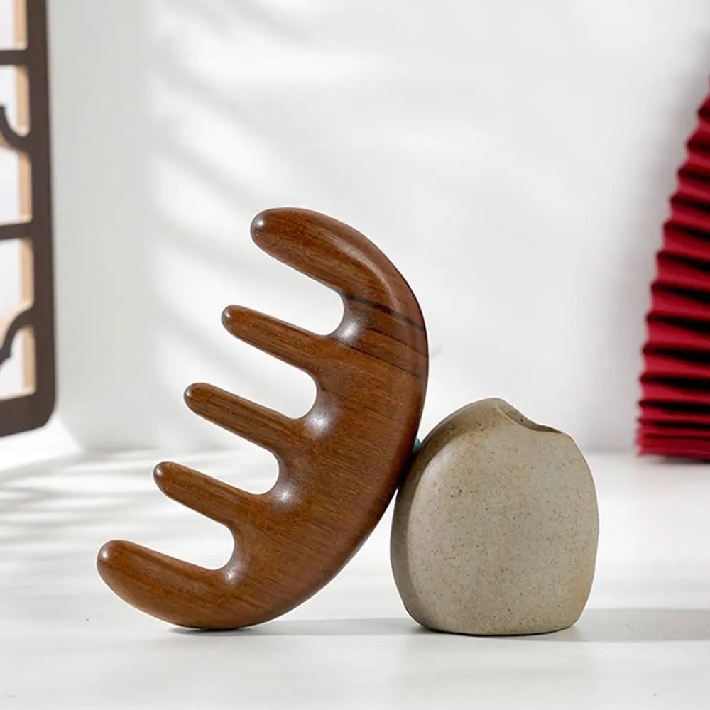 Meridian scrapping sândalo massagem pente anti-estático de madeira dentes largos pente de cabelo relaxamento estimulação reflexologia