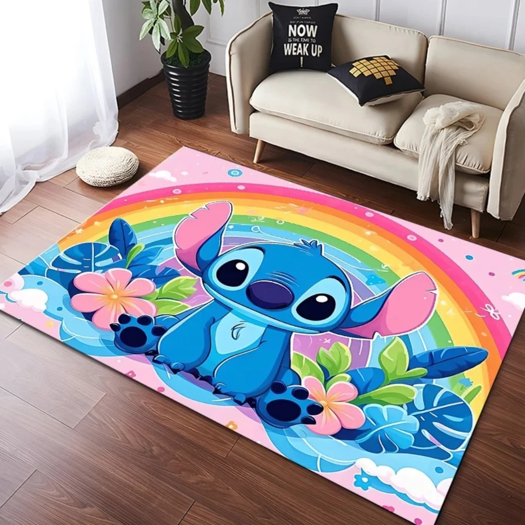 Stitch HD Printed Rug, suitable for living room, Disney cartoon bedroom decoration, kitchen rug, crawling rug decoration.