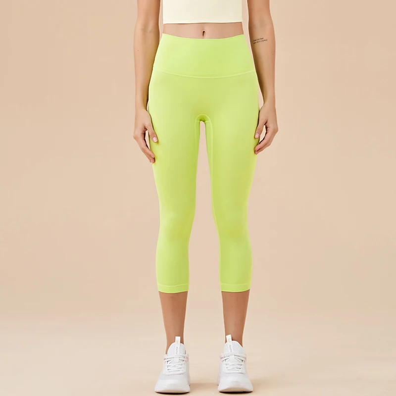 SOISOU Nylon Yoga Capri Pants Leggings Women's Pants Gym Sexy High Waist Tight Breathable Elastic Girl Sports Pants 13 Colors image 3
