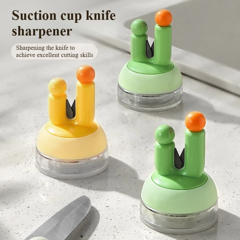 Cactus suction cup knife sharpener - Home knife sharpener - Kitchen dedicated vegetable knife grinding tool