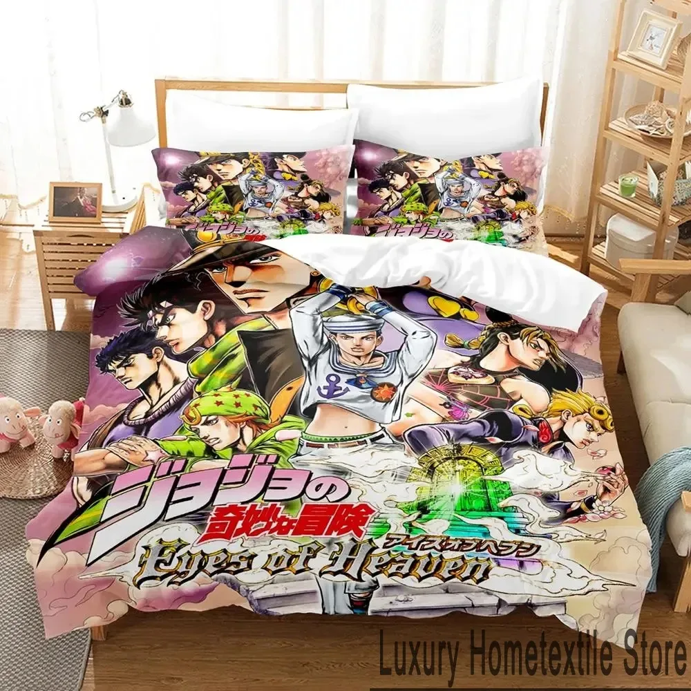 Anime JoJos Bizarre Adventure Bedding Set Duvet Cover Bed Set Quilt Cover Pillowcase Comforter king Queen Size Boys Adult