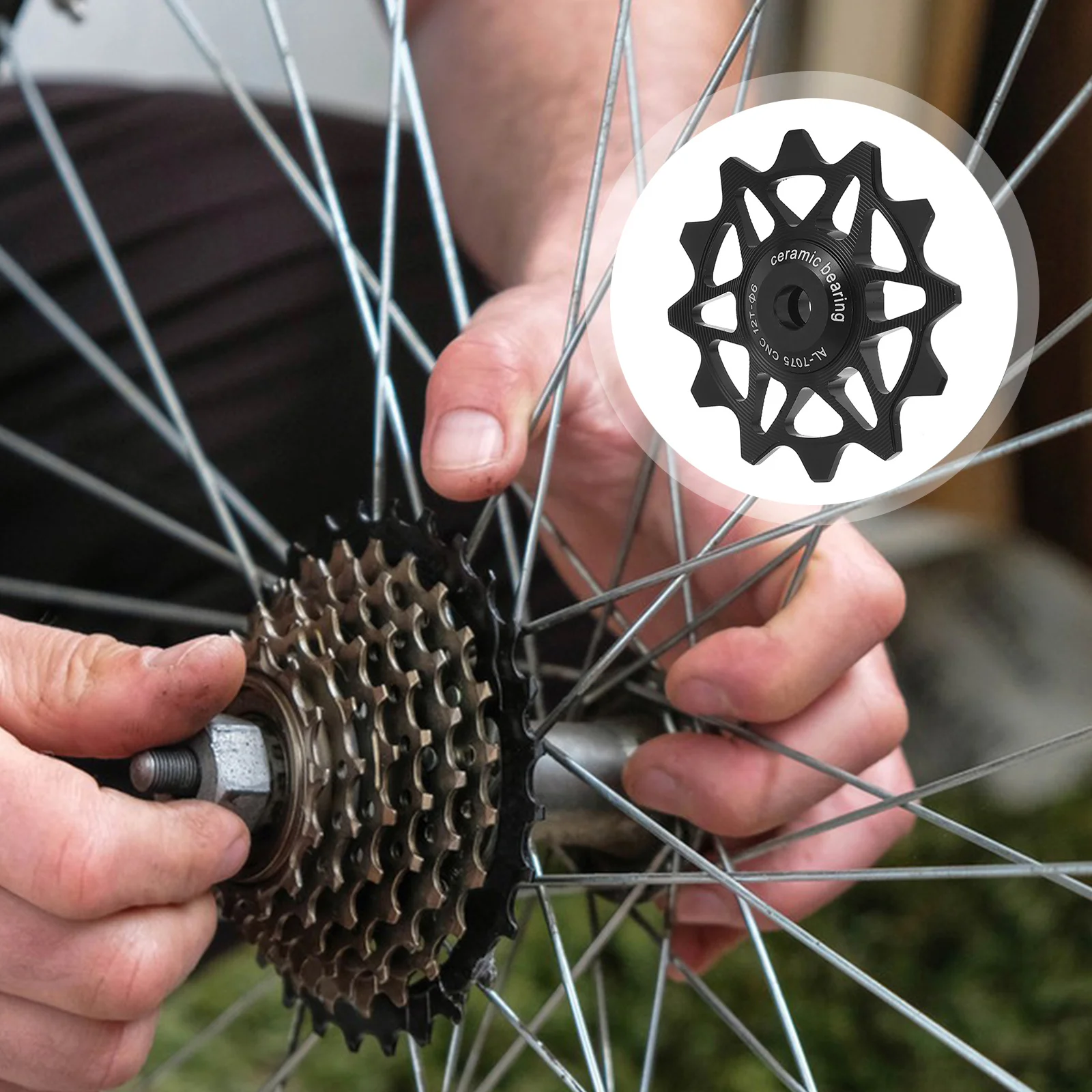 

Ceramic Pulley Wheel Aluminum Alloy Rear Bike Derailleur Roller For Mountain Road Bicycle Bicycle Rear Derailleur