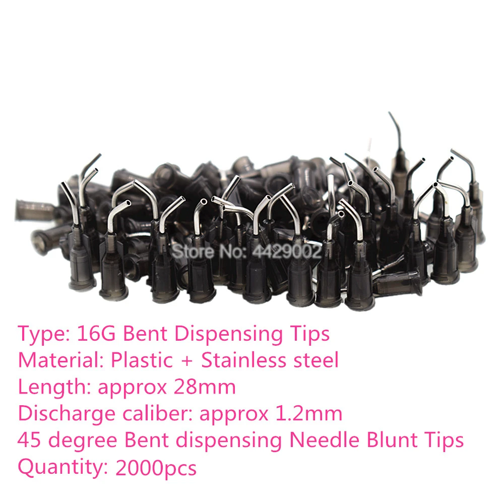 2000 Stück konische Dosierspitzen 14G/15G/16G/18G/20G/22G 45 ° Winkel-Flüssigkleber-Nadeln, Spritzennadeln, stumpfe Spitzen, Mischdüsen – Detail 5