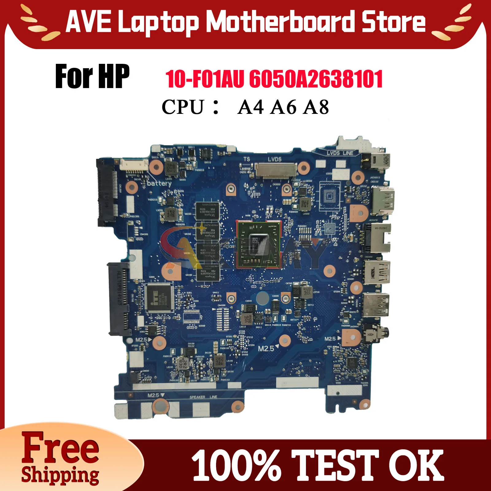 

6050A2638101 для ноутбука HP Pavilion 10Z-F100 10-F, материнская плата 758647-501 769701-501 с процессором E1-6200T, 2 ГБ ОЗУ, 100% полностью протестировано