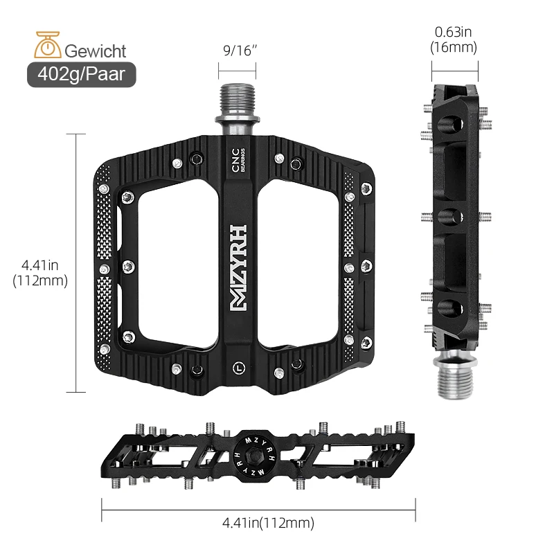 MZYRH 3 Bearings Wide Bicycle Pedals Ultralight Anti-slip CNC BMX MTB Road Bike Pedal Cycling Sealed Bearing Bike Pedals