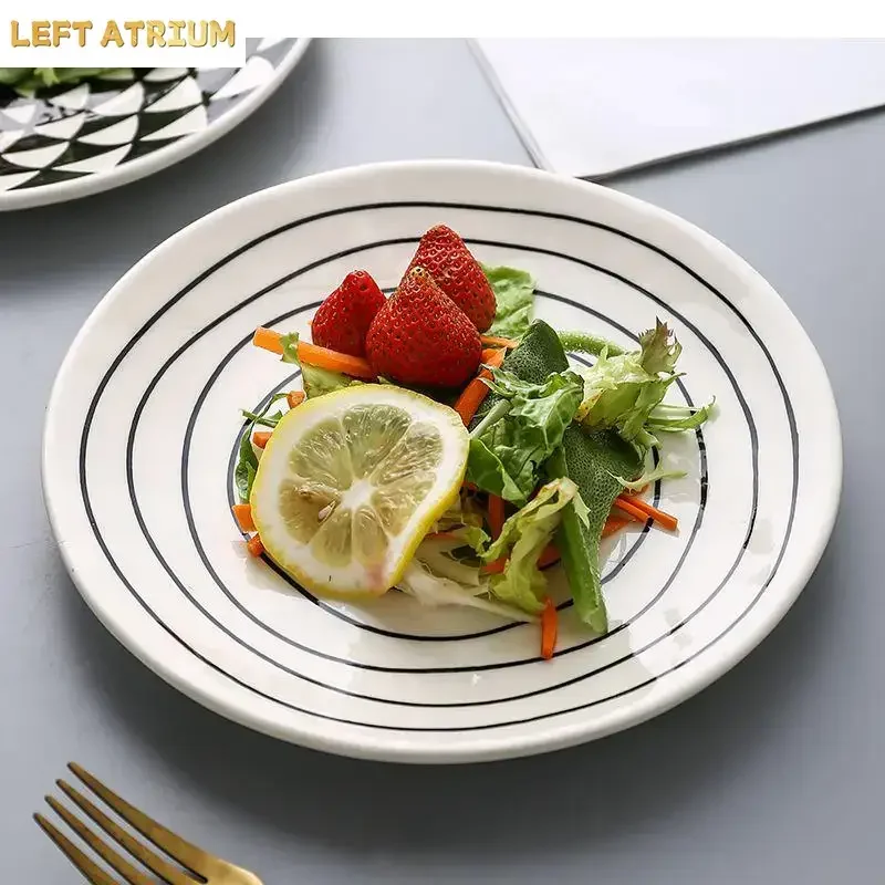 Ceramics Dinner Plate Vegetable Cup Dish Sashimi Sushi Home Geometric Pattern Tableware Pastry Desserts Tray