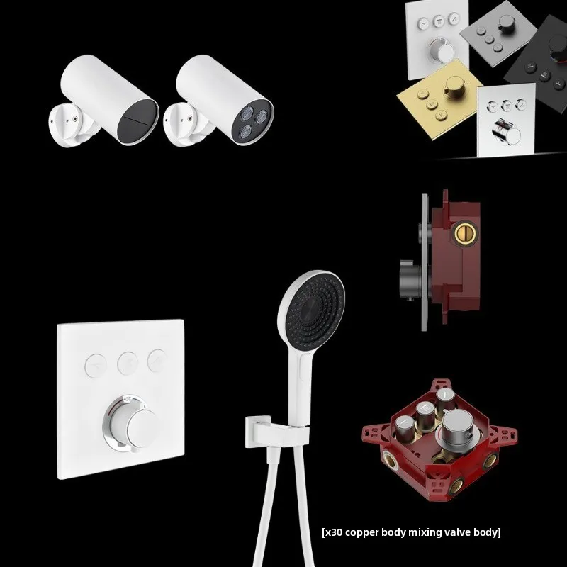 Shower set Waterfall hidden embedded wall white lamp tube shower constant temperature