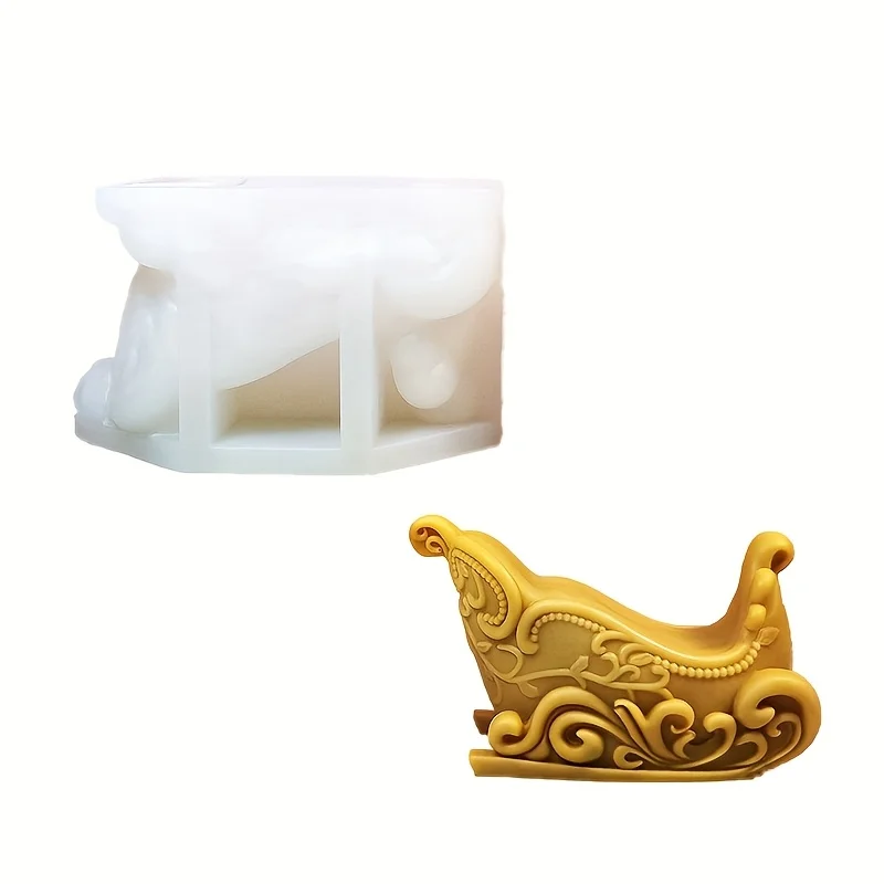 Sleigh Shape Candle Silicone Mold Sleigh Pirate Ship Candle Mould Resin Plaster Cement Concrete Molds Home Decor Christmas gift
