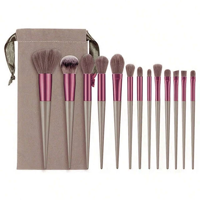 13 pçs pincéis de maquiagem conjunto sombra de olho fundação feminino escova cosmética sombra blush beleza macio compõem ferramentas saco