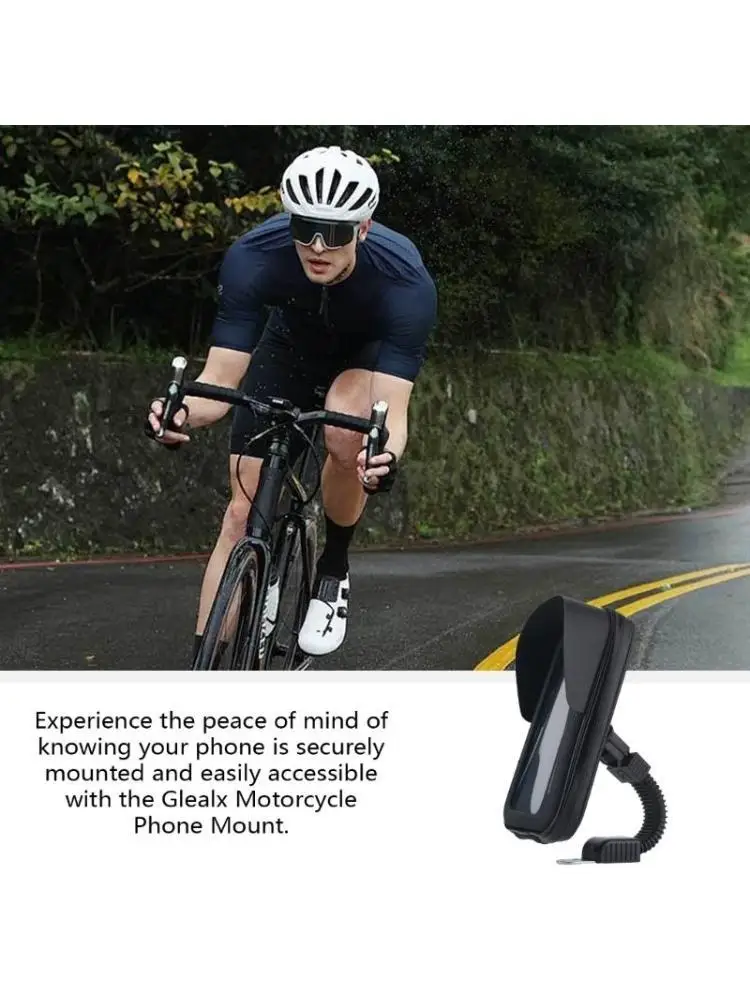 

652F 360 Degree Rotating Motorcycle Rearview Phone Holder with Sunvisor Mount Holder Motorbike Cellphone Bag