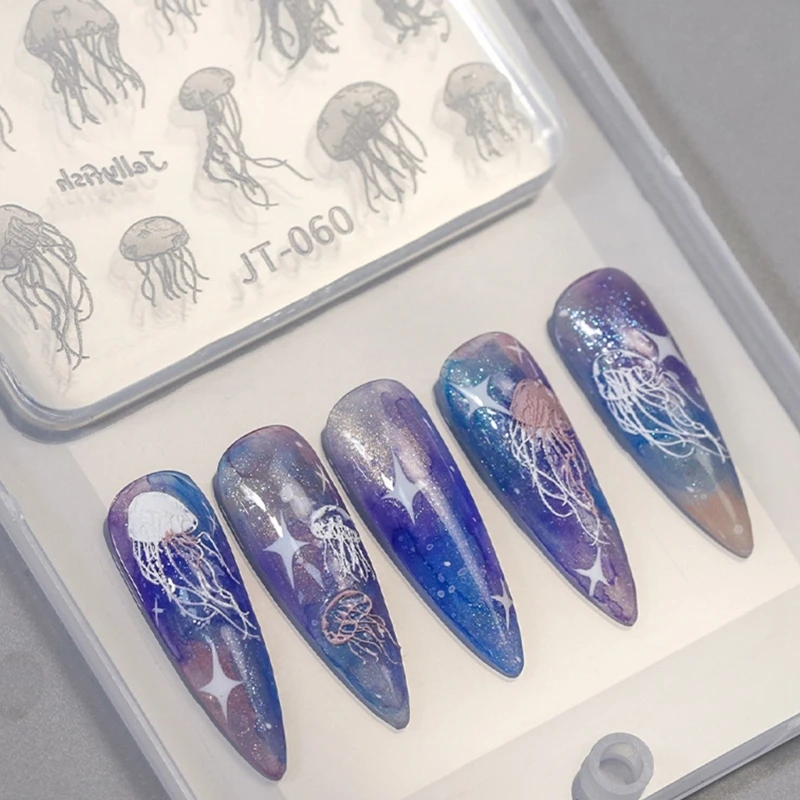 Y166 3D Art Silicone Mold Jellyfish Butterfly Casting Molds Embossed Stencils Sculpture Mould for Manicurist