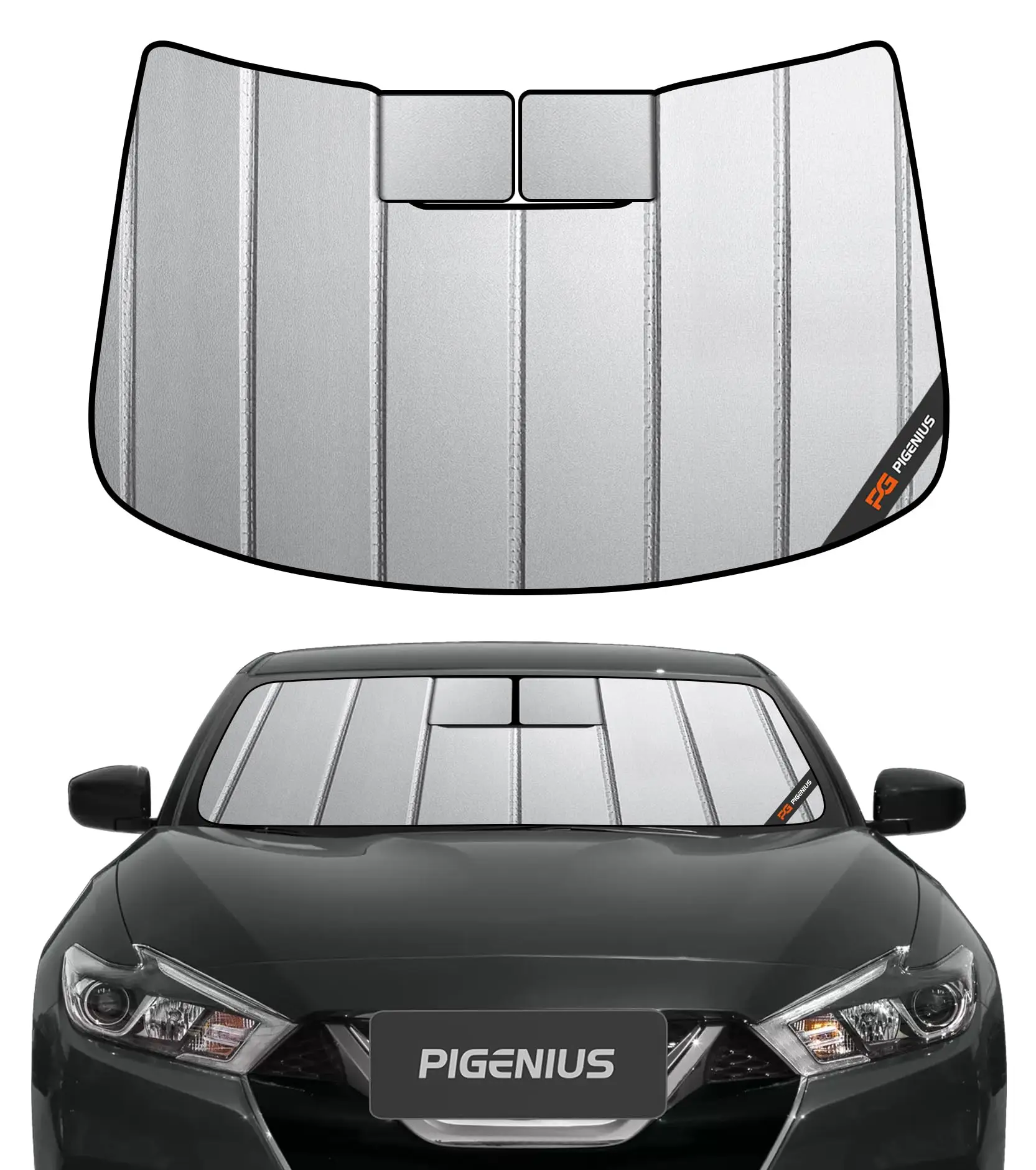 

Car Windshield Sun Shade For Nissan Altima Sedan 2013–2018, Dual-Side Reflective Silver And Black Design