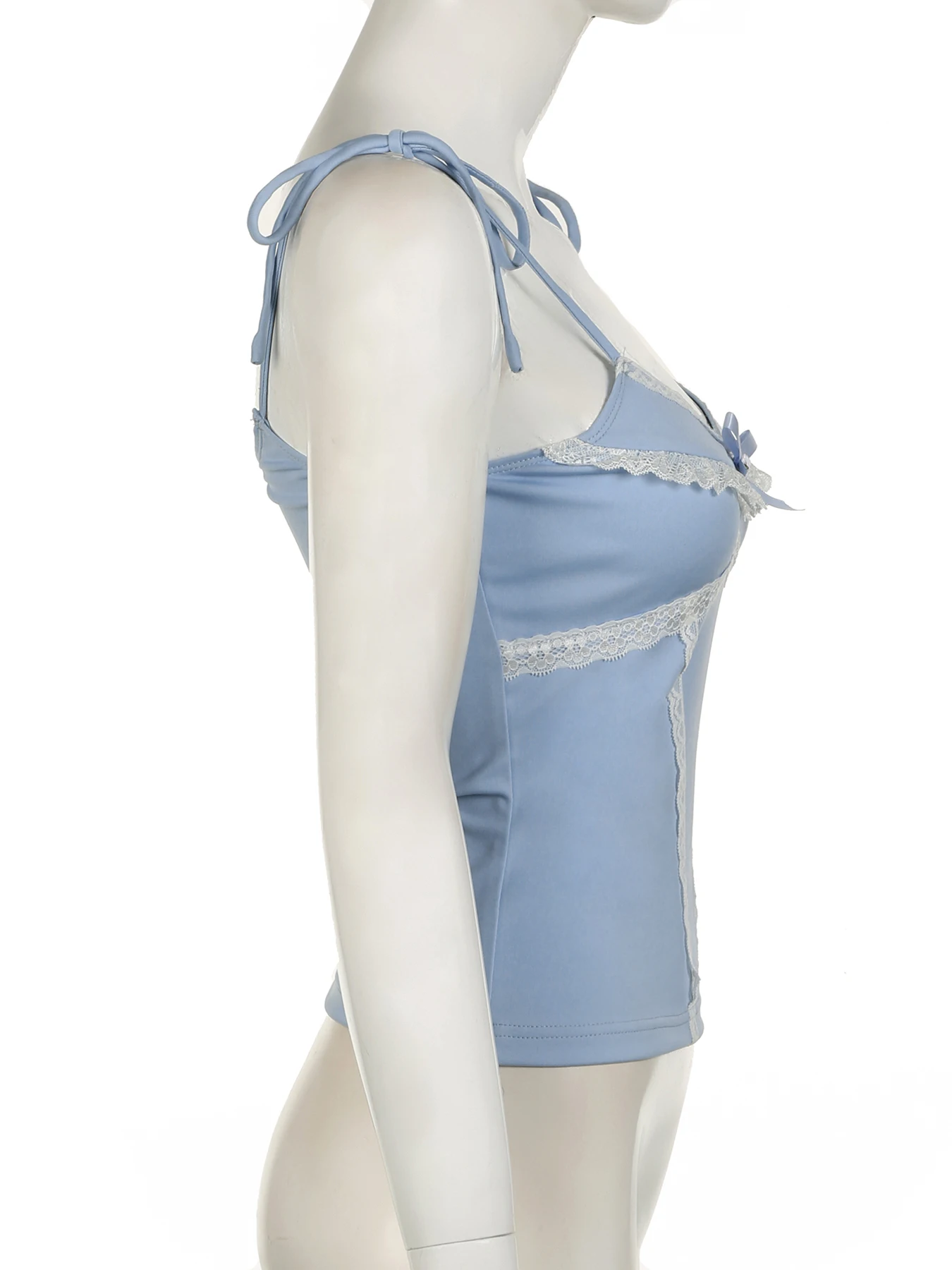 IAMSURE Sweet Lace Trim Bandage Camis Top Sexy Slim Slash Neck Sleeveless Tank Tops Women 2024 Summer Fashion Streetwear Ladies