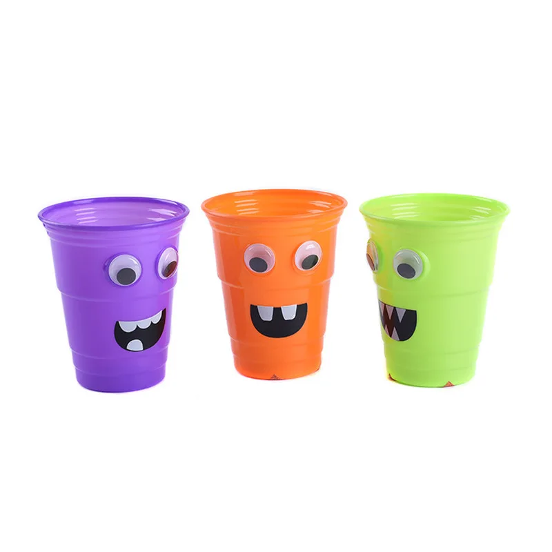 Cangkir plastik Halloween, panas, cangkir kartun, cangkir air, cangkir jus, Festival hantu, aksesoris hadiah taman kanak-kanak, ember Populer