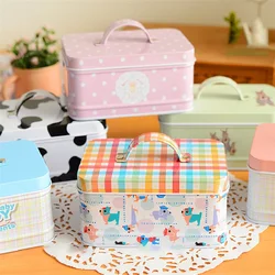 Small Portable Candy Storage Tin Box For Wedding Handle Rectangular Biscuit Chocolate Packaging Gifts Box Home Organizer Case