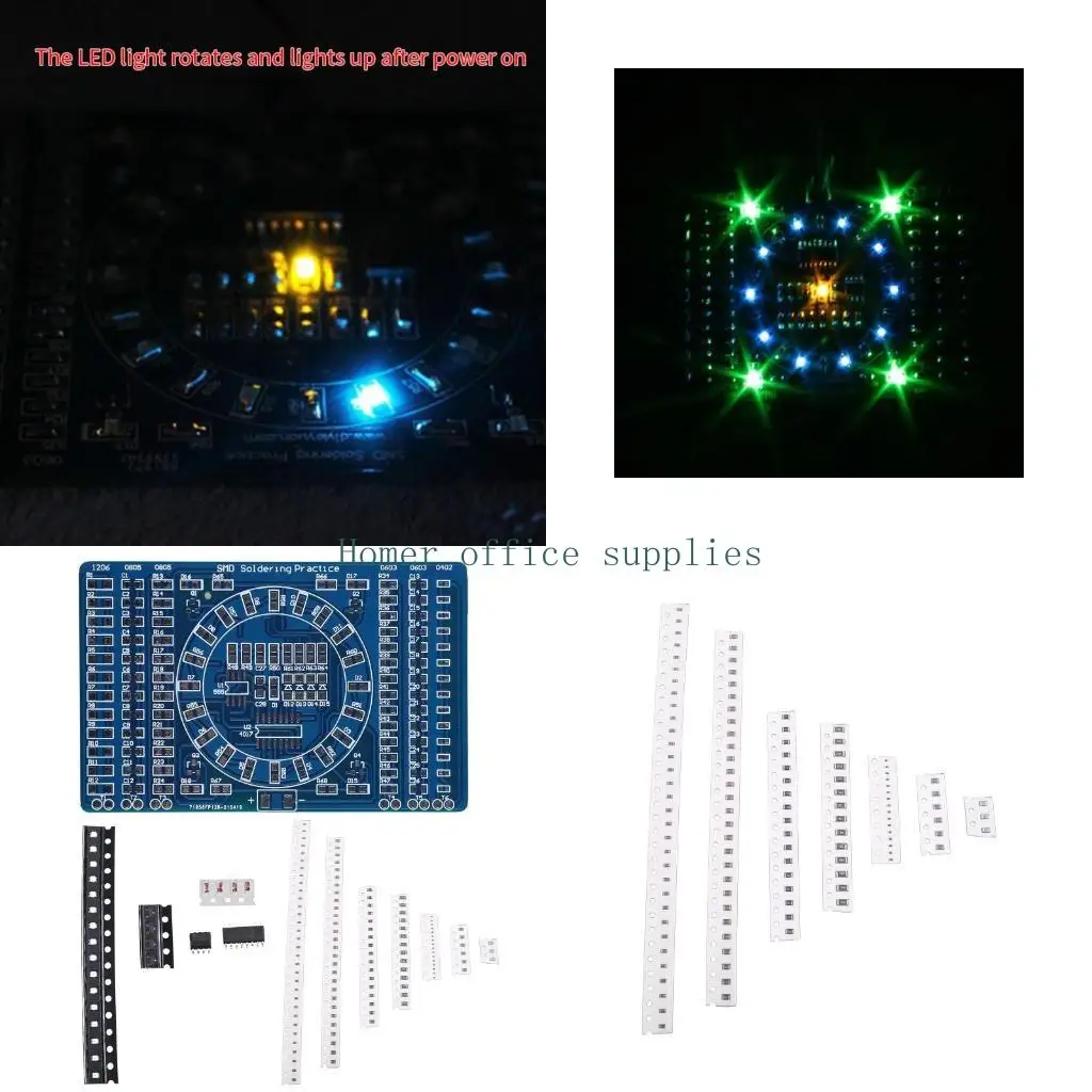

K43B Practical Soldering Practice Board Rotating Flashing LED Electrical Components Educational Science Kits