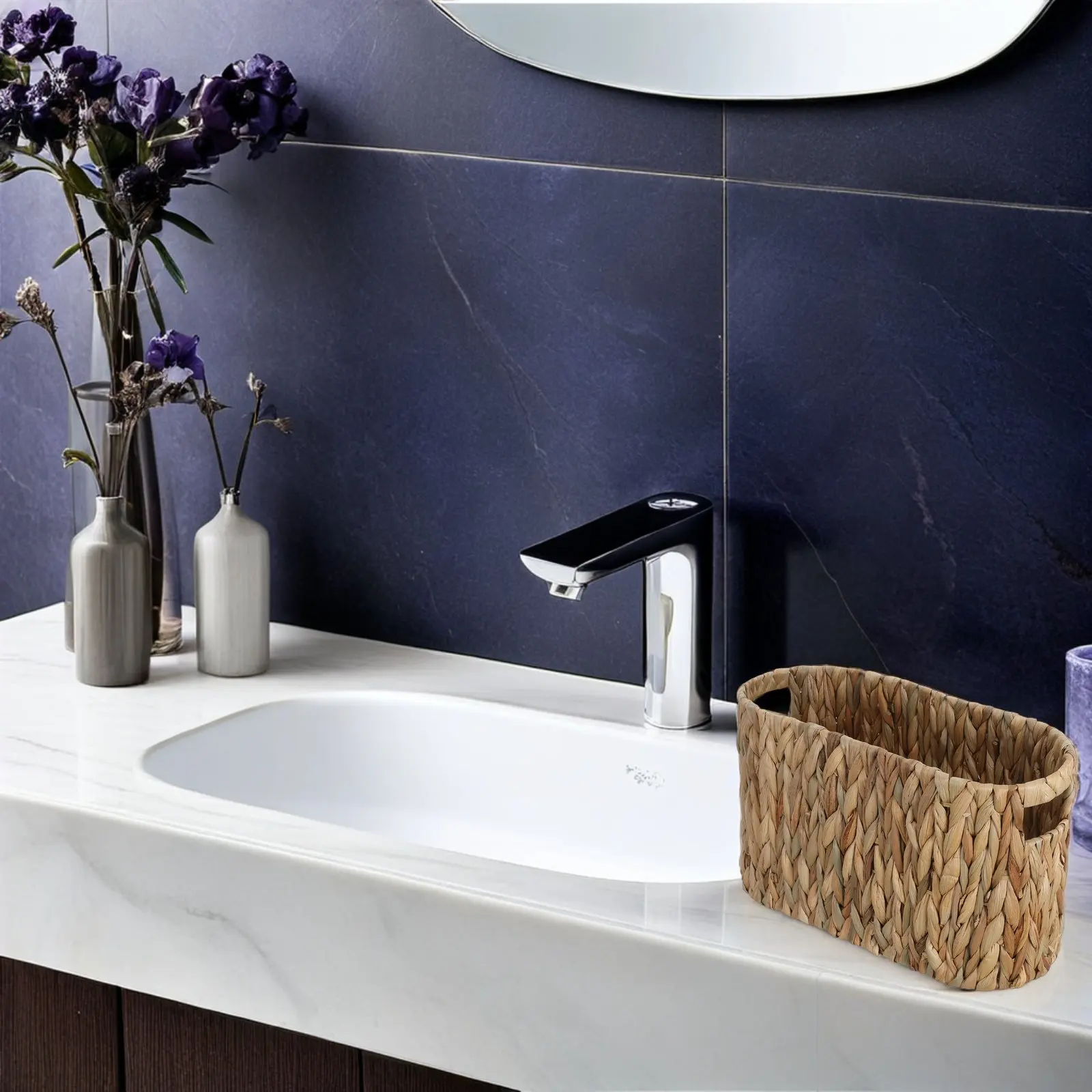 

Bathroom Toilet Paper Storage Basket Wicker Organizer Holder Handwoven Rattan Decorative Woven Tissue Basket for Toilet Roll