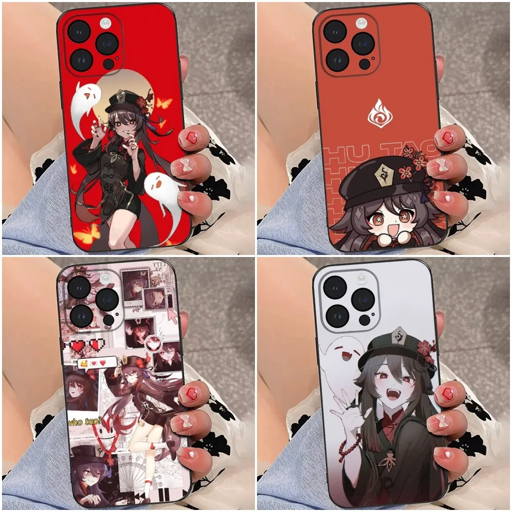 

Genshin Impact HuTao Phone Case For iPhone 16e,16se4,16,15,14,13,12,Pro,Max,11,Plus,XR,XS Max Shockproof Silicone Soft Shell