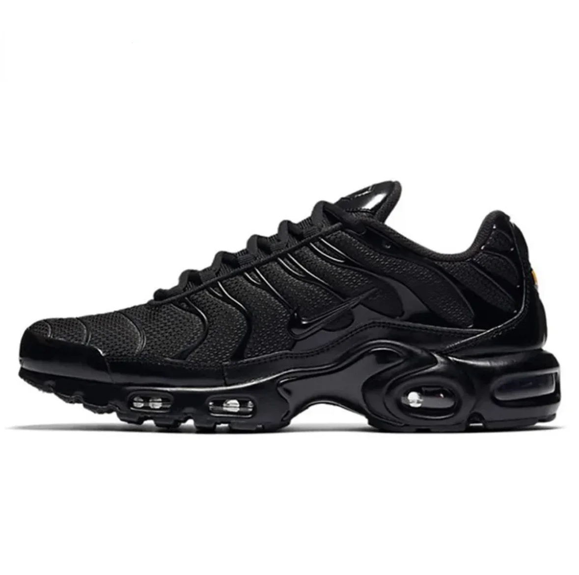 Nike Air Max Plus TN Men Women Running Shoes Vintage Synthetic Leather Shock-absorbing Anti-slip Shock-absorbing Low-top Black