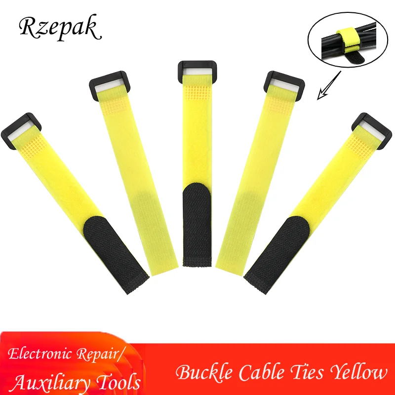 Cable Tie Yellow Fishing Rod Non-Slip Firm Reverse Buckle Hook Fishing Rod Holder Accessory Reusable Self-Adhesive Ties