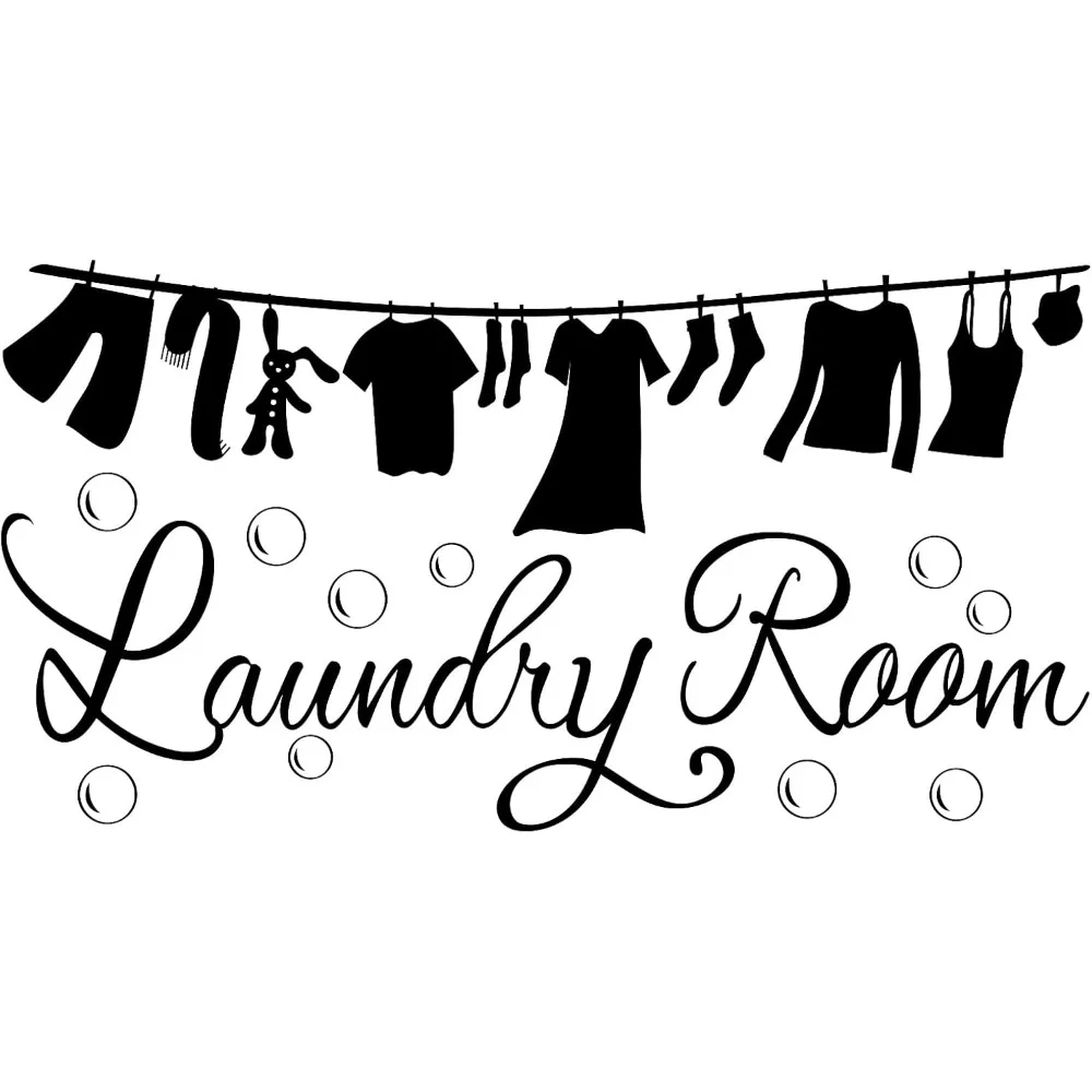 

Laundry Room Wall Sticker Vinyl Clothes Icon Lettering Wall Decor Art Decal for Home Washing Machine Dryer Laundry making kit