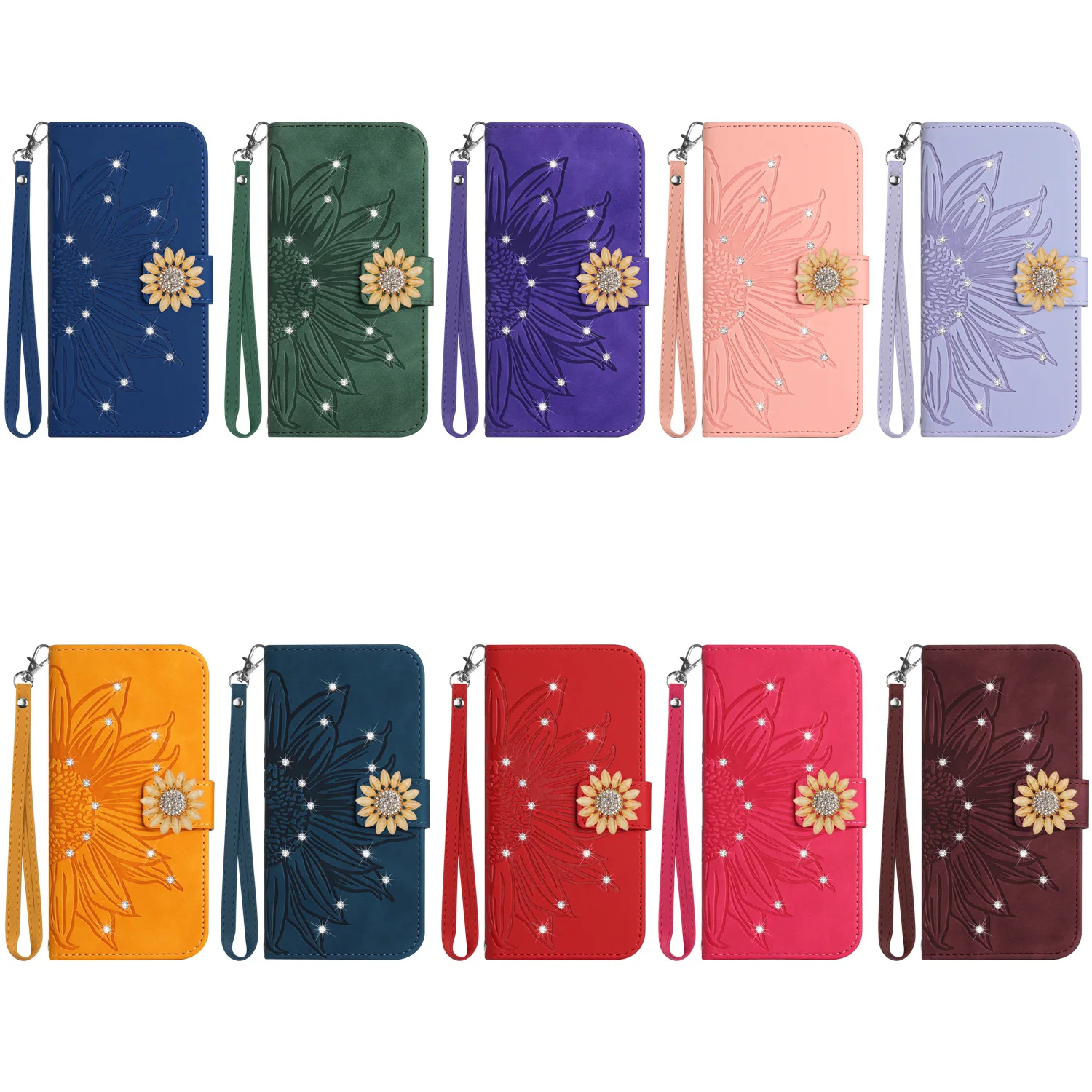 Glitter Wallet Case For Xiaomi Redmi 14C 14T Pro Sunflower Butterfly Leather Flip Cover for Redmi Note 13 Pro Plus 5G Honor X6B