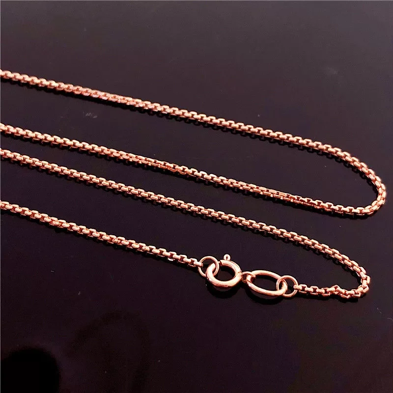 585 Purple Gold Box Chain Necklace Unique High Grade Plated 14K Rose Gold Clavicle Chain Party Jewelry Accessory Chain