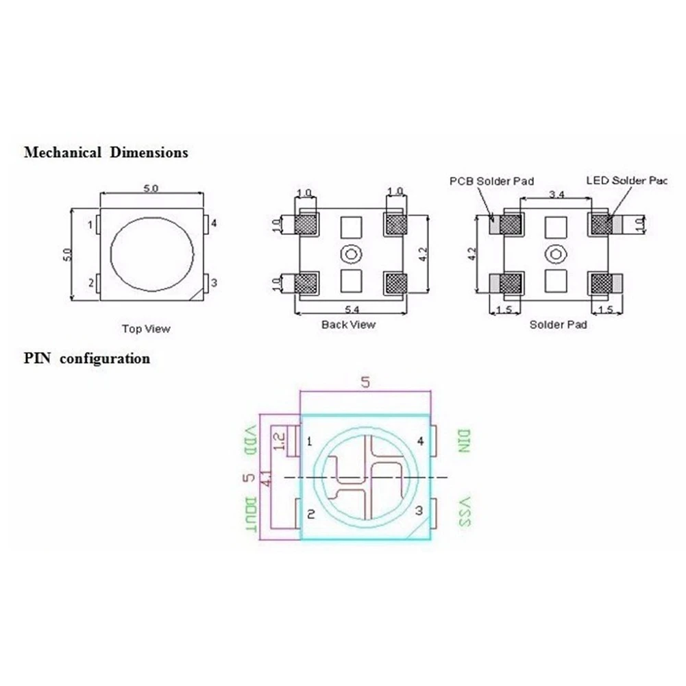 ABVT-500Pcs WS2812B (4Pins) LED Chip 5050 RGB SMD White Version WS2812 Individually Addressable Digital Pixels DC5V