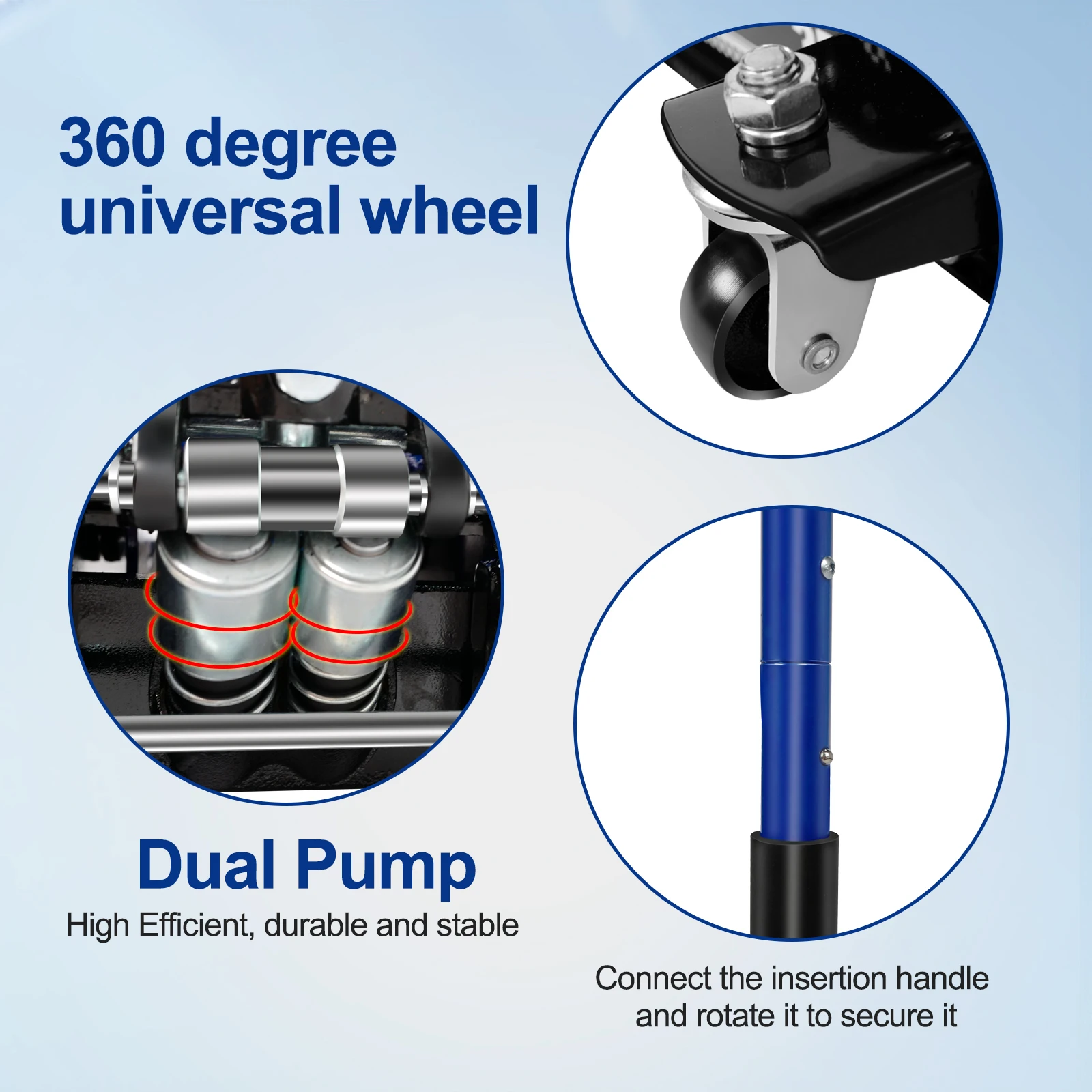 Floor Jack 3Ton/6600lbs Low Profile Floor Jac dual Piston Quick Lift Pump Lifting Range 75mm/2.95