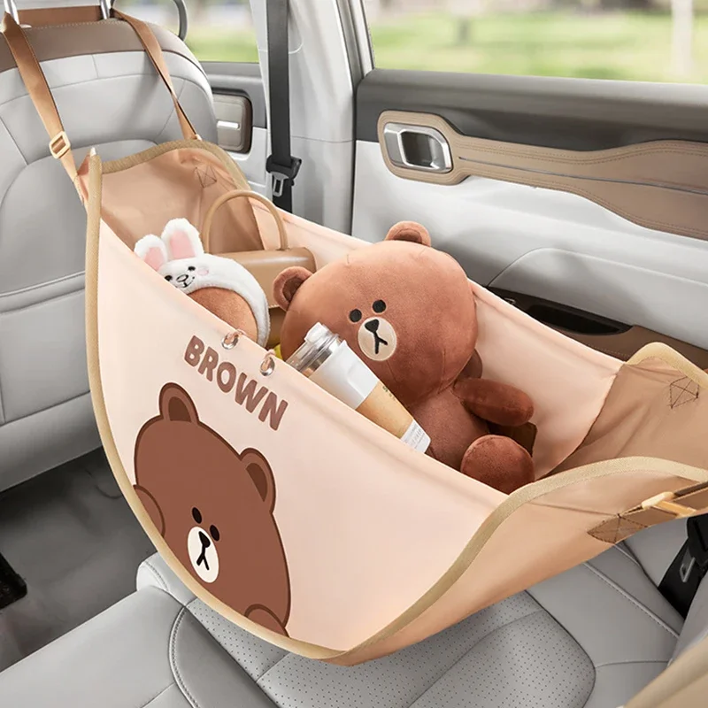 Car Seat Back Storage Bag Anime Cartoon Portable High Capacity Car Hanging Sundries Net Pocket Pouch Gifts Car Storage Organizer