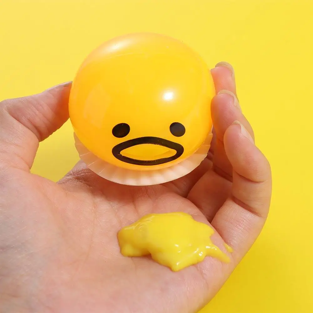 Fluid Vomiting Egg Yolk Pinch Toys Tricky Non Stick Vomiting Egg Yolk Squeezing Toy Funny Puking