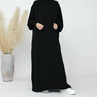 2024 vêtements pour femmes musulmanes mode été automne musulman à manches longues couleur unie longue Abaya Hijab robe caftan Abaya dubaï 3