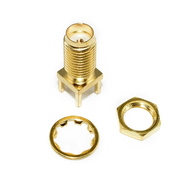 2Pcs SMA Male Female Jack Adapter Solder Edge PCB Straight Mount RF Copper Connector Plug Socket SMA-KWE/KHD