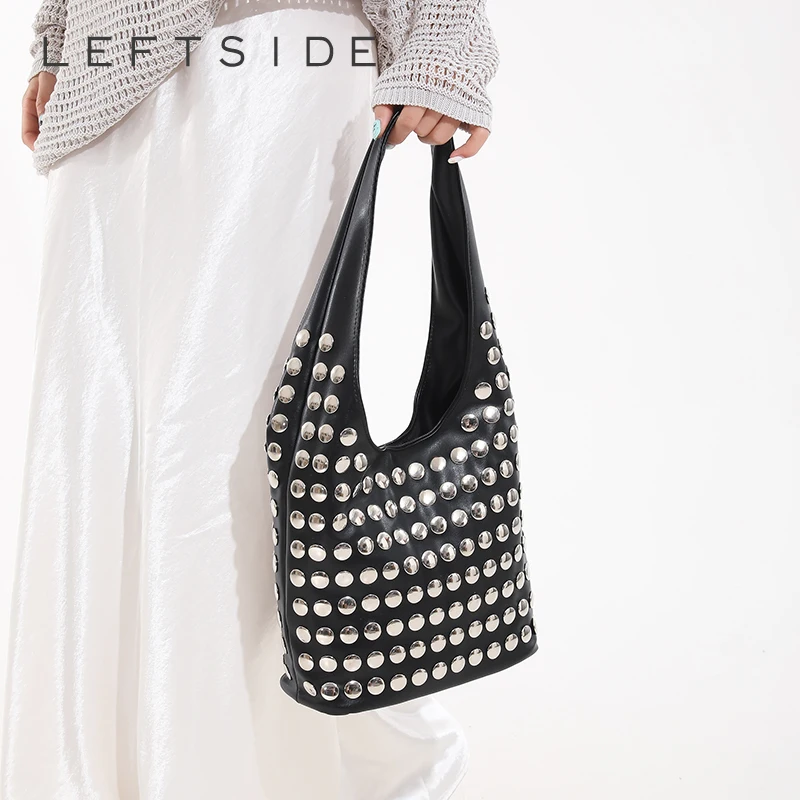 

LEFTSIDE Rivets Design PU Leather Small Underarm Bags for Women 2025 New Punk Style Trend Female Shoulder Crossbody Bag Handbags
