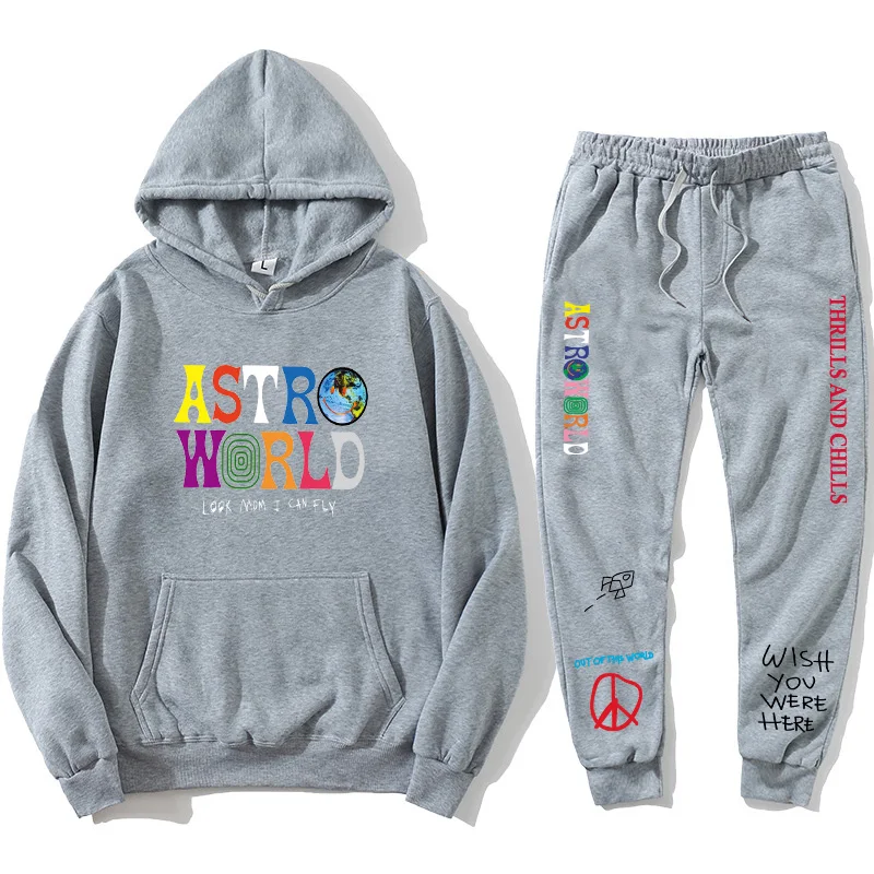 2024 New Hoodie Letter Printed Sweatshirt+Sweatpants Men's Pullover Hoodie Sweatpants Men's Sweatwear