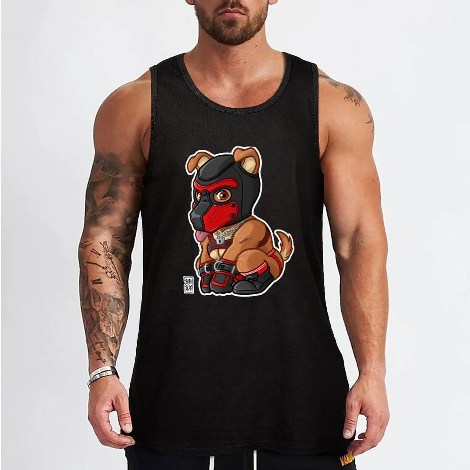 PLAYFUL PUPPY-máscara roja-Camiseta sin mangas de la serie BEARZOO, camiseta muscular, chaleco para hombre