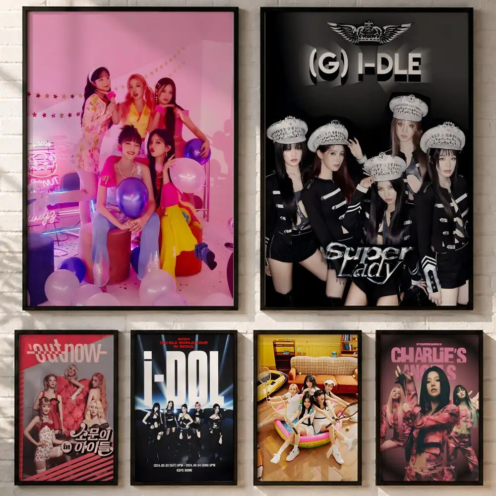 Korean Kpop Girl Group (G)I-DLE Poster HD poster wall art self-stick no-residue for home cafe office great gift
