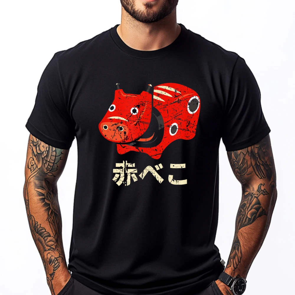 

Japan Akabeko Legendary Cow From Aizu Fukushima Souvenir Camisetas Harajuku Tops T Shirt Alphabet Clothing Luxury T-Shirt