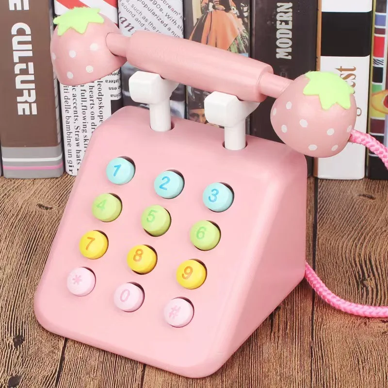 New simulated wooden telephone - early education toy for toddlers, fun role-play set for kids, safe eco-friendly birthday gift