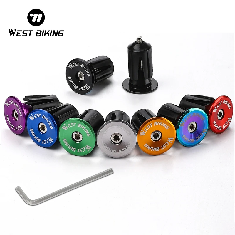 WEST BIKING MTB Road Bike Handlebar End Plugs Aluminum Alloy Handle Bar End Cap BMX Bike Grip Multi-color Cover Bicycle Accessor