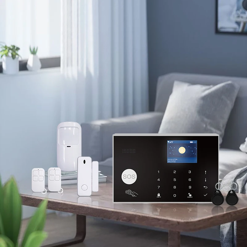 نظام إنذار أمان WIFI GSM لاسلكي ، جهاز تحكم عن بعد بتطبيق ، منزل ذكي ضد السرقة ، كاشف باب PIR ،